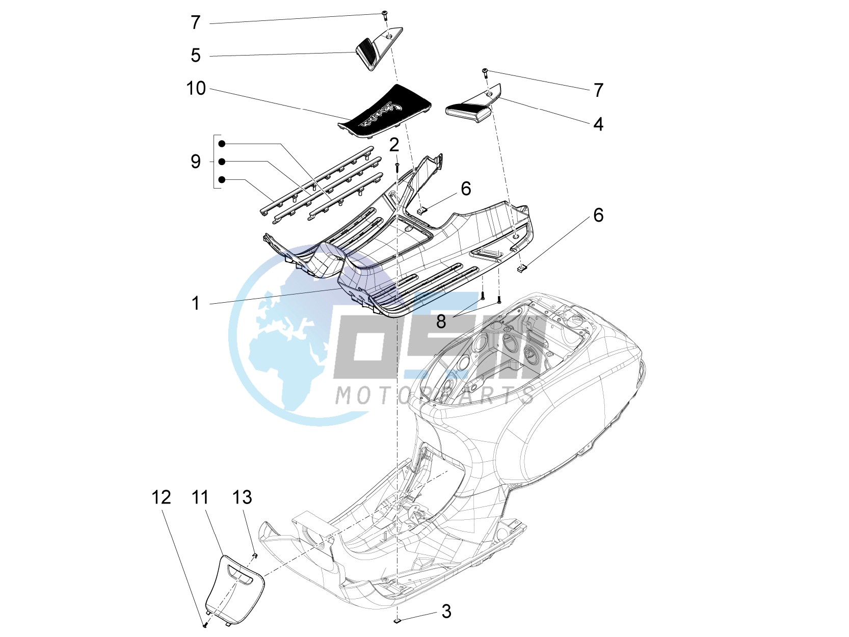 Central cover - Footrests