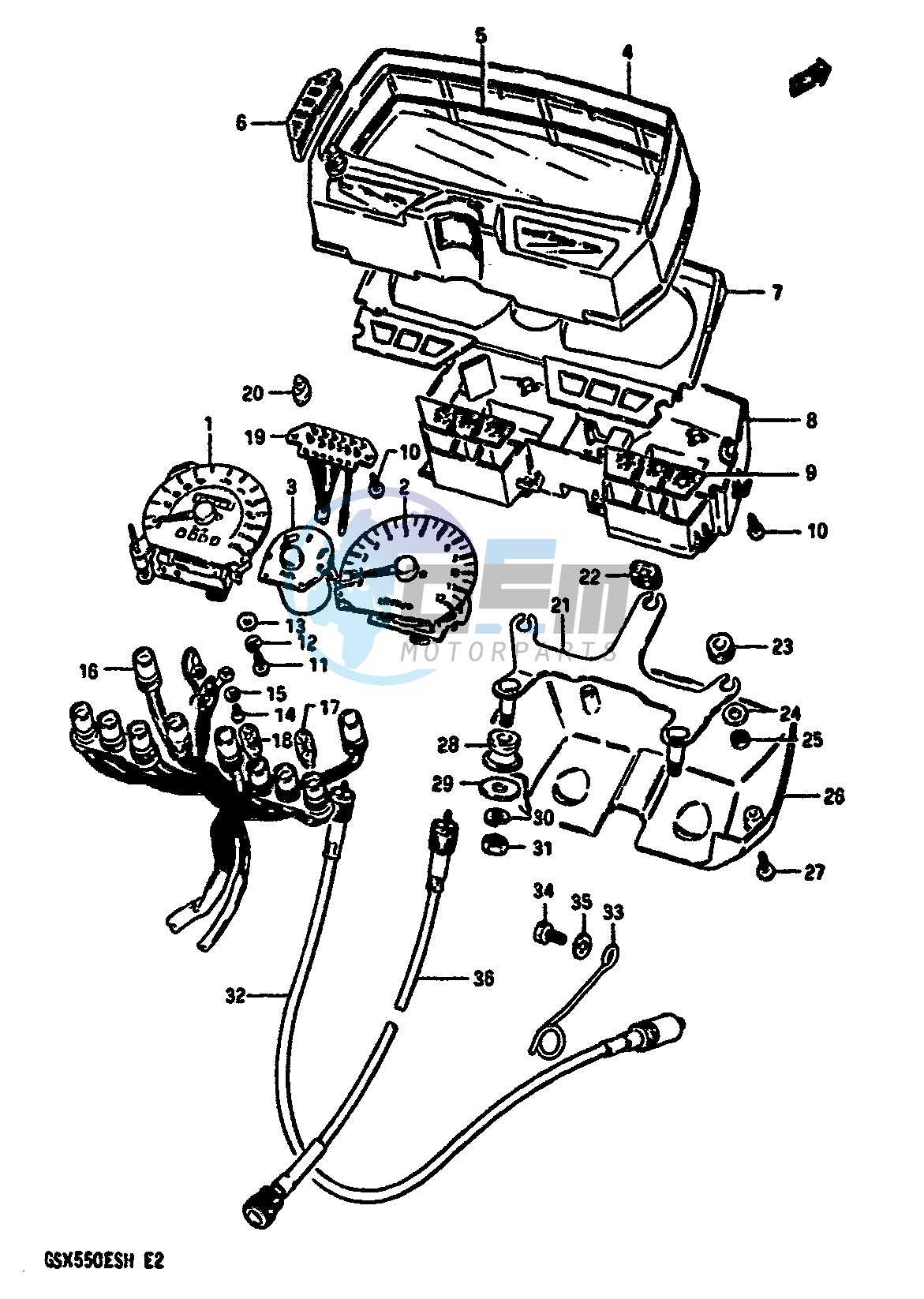 SPEEDOMETER-TACHOMETER (GSX550EF EUF EG EUG EUH)