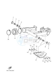 YFM300 RAPTOR 300 (1SC1) drawing REAR ARM