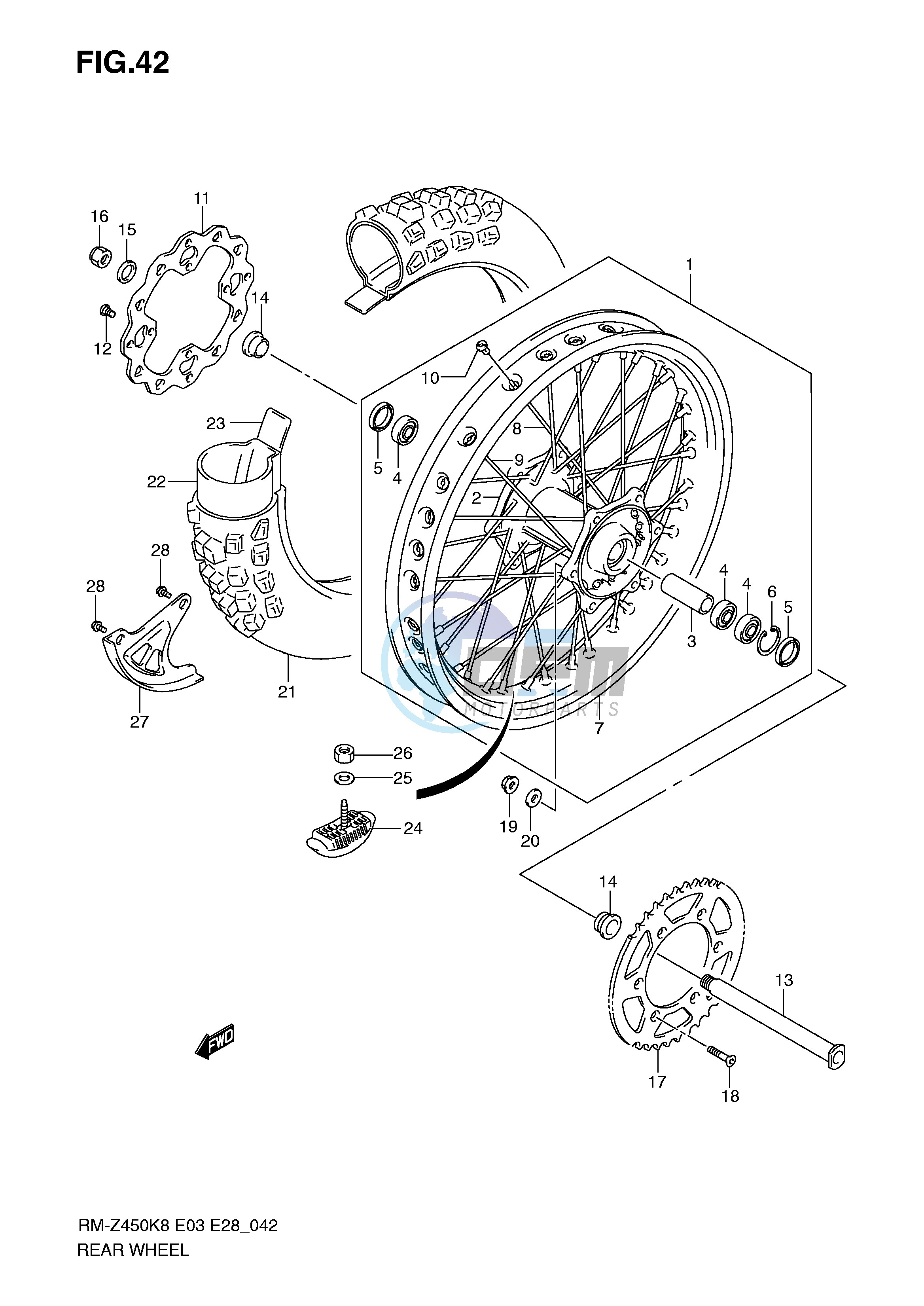 REAR WHEEL (RM-Z450K8 K9 L0)