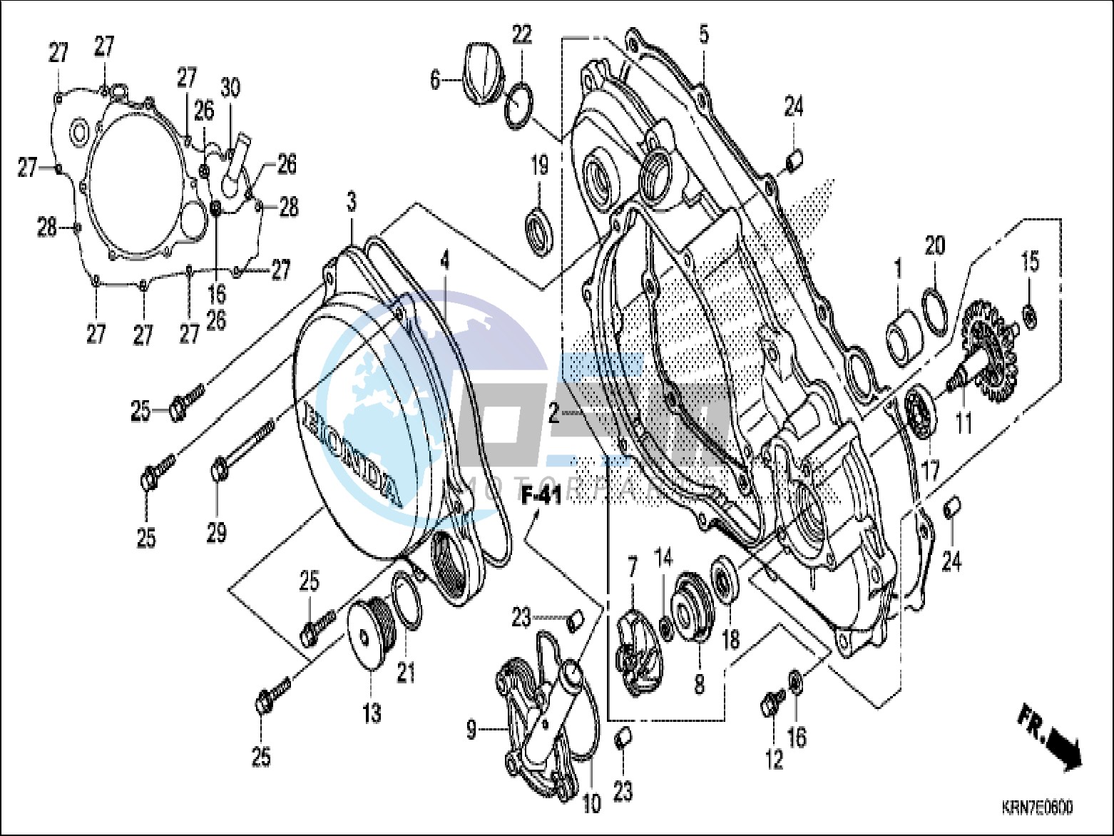 R. CRANKCASE COVER/WATER PUMP