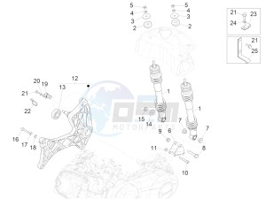 GTS 300 HPE 4T-4V IE ABS E4 (EMEA) drawing Rear suspension - Shock absorber/s