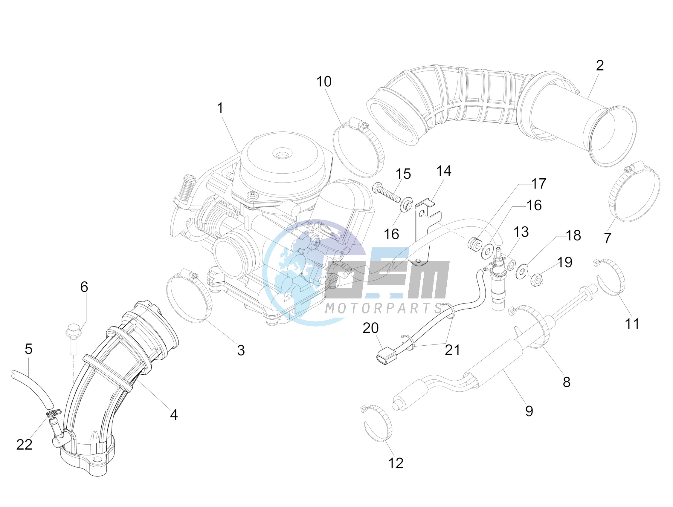 Carburettor, assembly - Union pipe