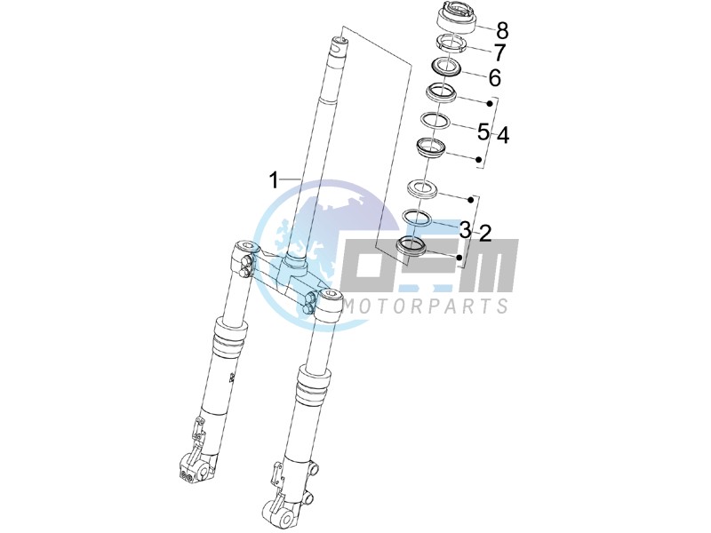 Fork steering tube - Steering bearing unit