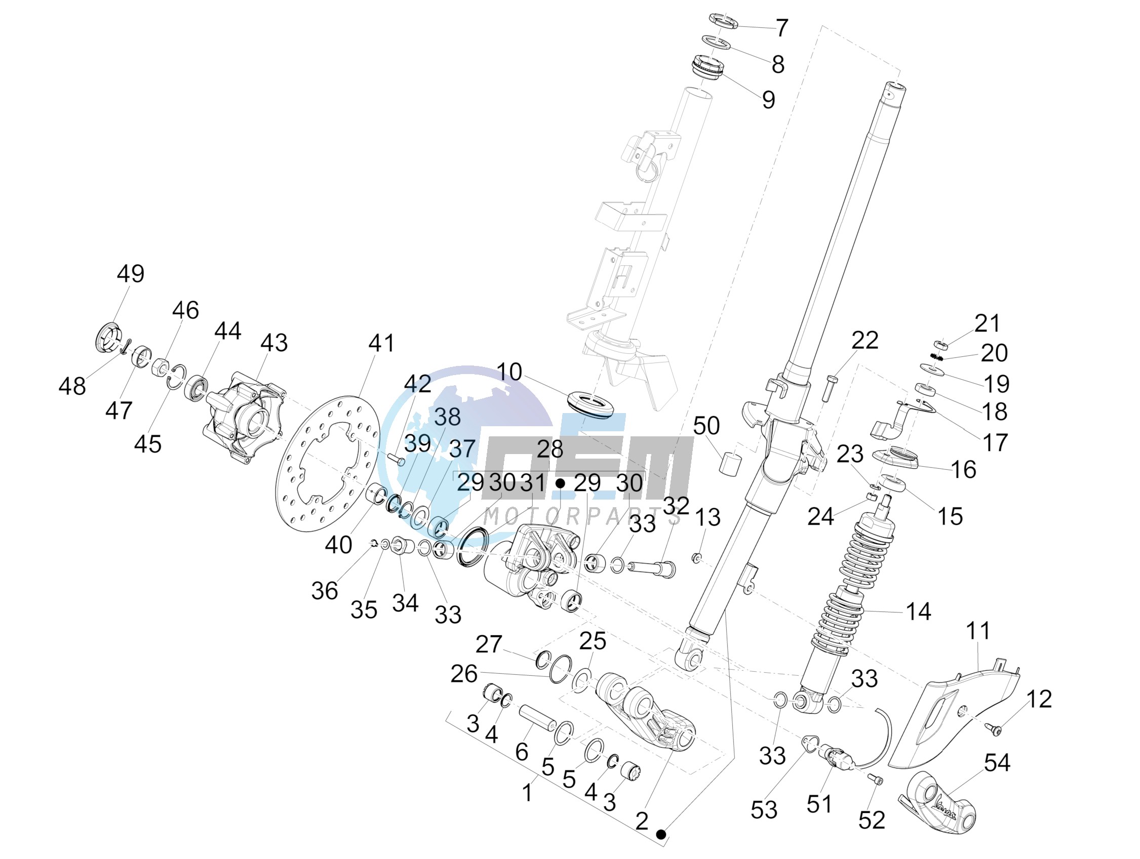 Fork/steering tube - Steering bearing unit