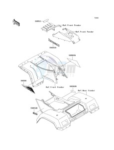 KLF 300 C [BAYOU 300 4X4] (C15-C17 C17 CAN ONLY) [BAYOU 300 4X4] drawing DECALS-- RED- --- C15- -