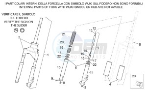 Scarabeo 50 4t 2v e2 drawing Front Fork