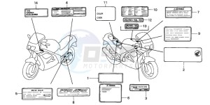 VFR750F drawing CAUTION LABEL (VFR750FR/FS/FT/FV)