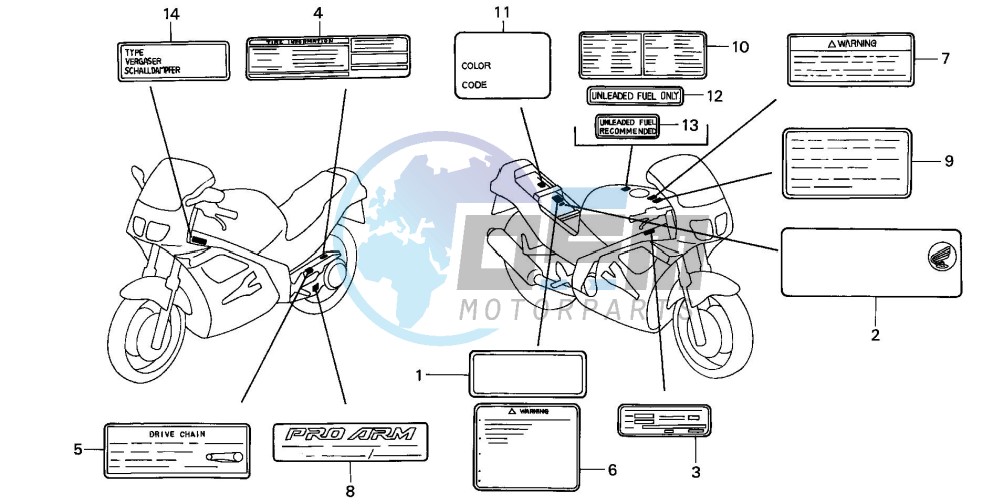 CAUTION LABEL (VFR750FR/FS/FT/FV)