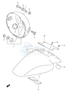 GSF1200 (E2) Bandit drawing FRONT FENDER (GSF1200T V W X Y)