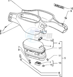 Typhoon 50 XR drawing Speedometers Kms. - handlebar cover