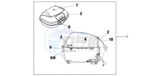 CBF1000TA Europe Direct - (ED / ABS) drawing 45L TOP BOX T TYPE FOP ONLY