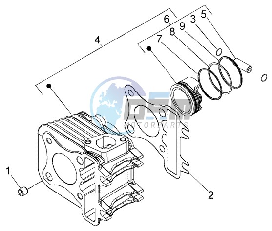 Cylinder - piston - wrist pin unit