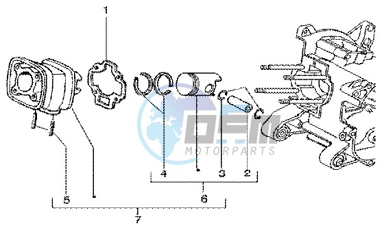 Cylinder-piston-wrist pin assy