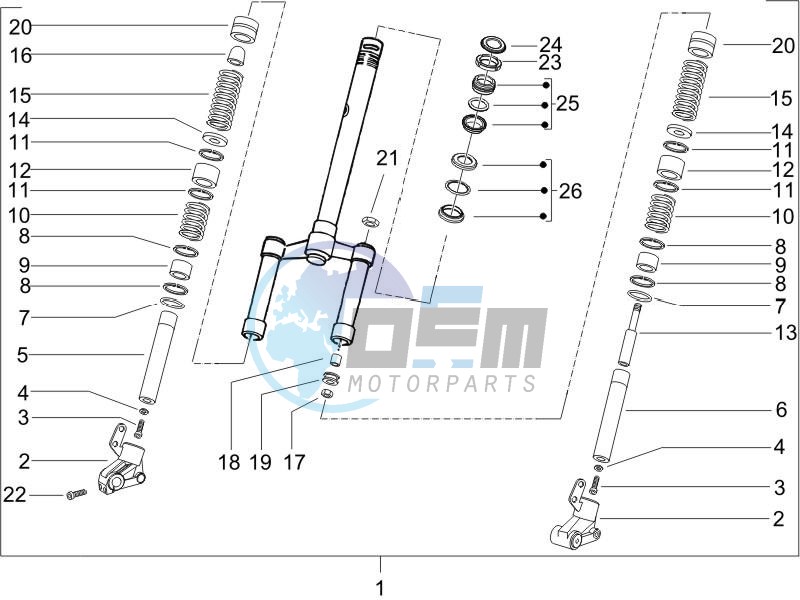 Fork steering tube - Steering bearing unit