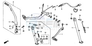 XR400R drawing PEDAL/KICK STARTER ARM