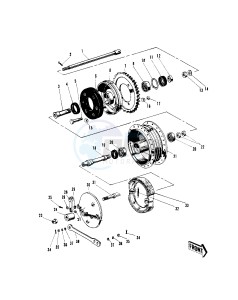 W1 W2 TT SS [COMMANDER) (TT-SS ) 650 [COMMANDER) drawing REAR HUB_BRAKE -- LATE PRODUCTION- -