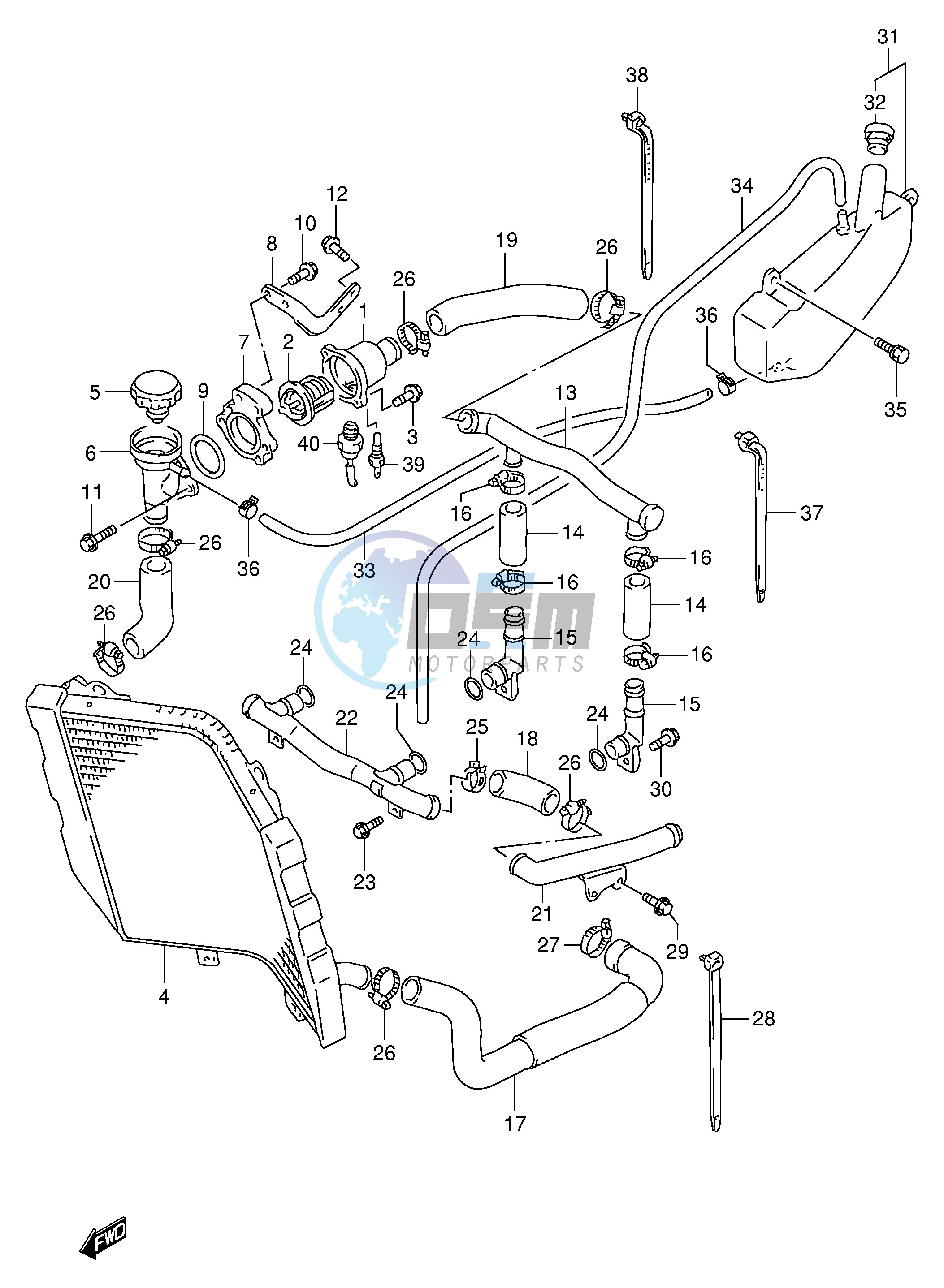 RADIATOR HOSE (MODEL S T V W)