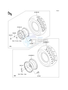 KVF 650 D ([BRUTE FORCE 650 4X4] (D6F-D9F) D7F drawing WHEELS_TIRES