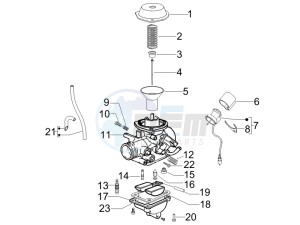 Fly 50 4T 2V 25-30Km/h drawing Carburetor's components