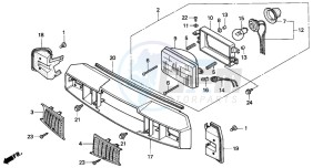 NH80MS drawing HEADLIGHT/FRONT HANDLE COVER (NH80MDP-E/MSN/MSP)