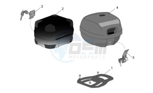 Scarabeo 50 2t e2 (eng. piaggio) drawing Acc. - Top/cases side cases