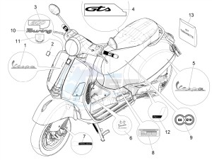 GTS 300 HPE 4T-4V IE ABS E4 (EMEA) drawing Plates - Emblems