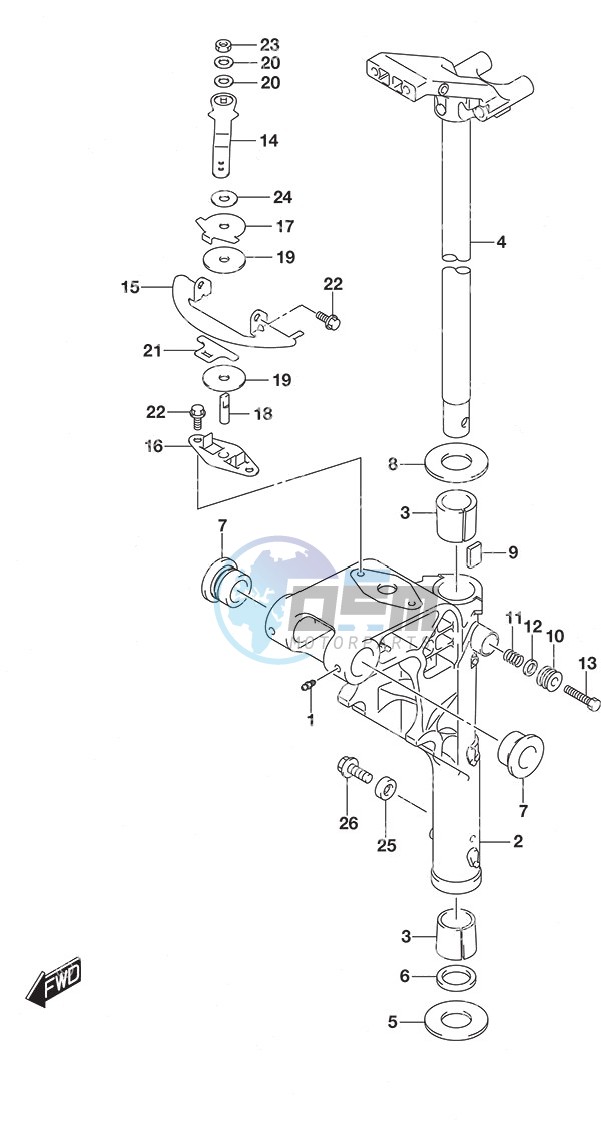 Swivel Bracket  -  Tiller Handle w/Power Tilt