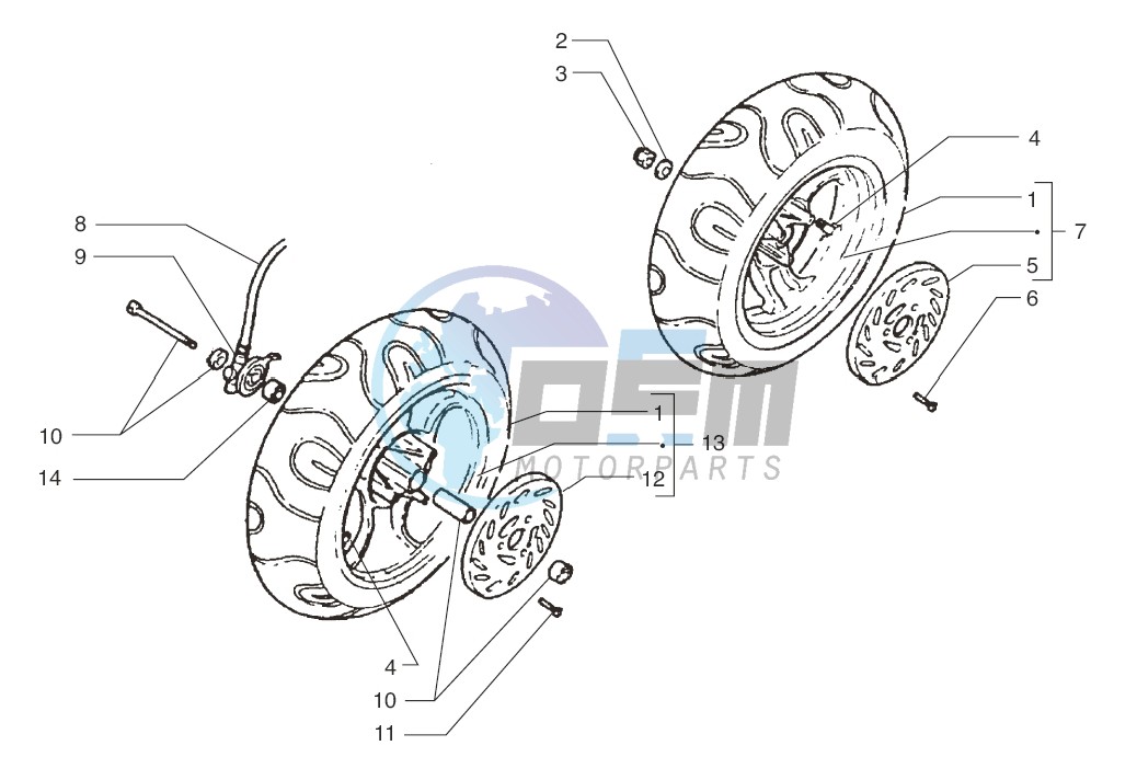 Front wheel-Rear wheel