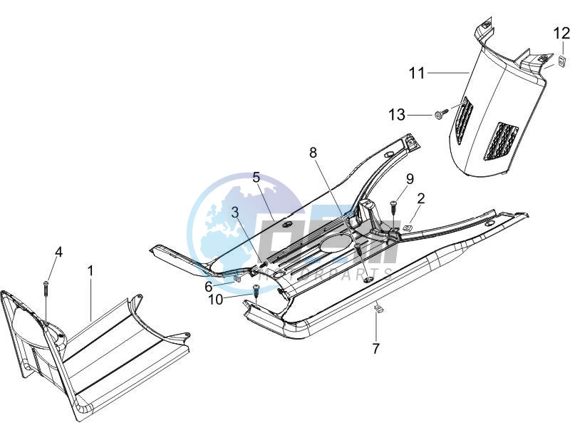 Central cover - Footrests