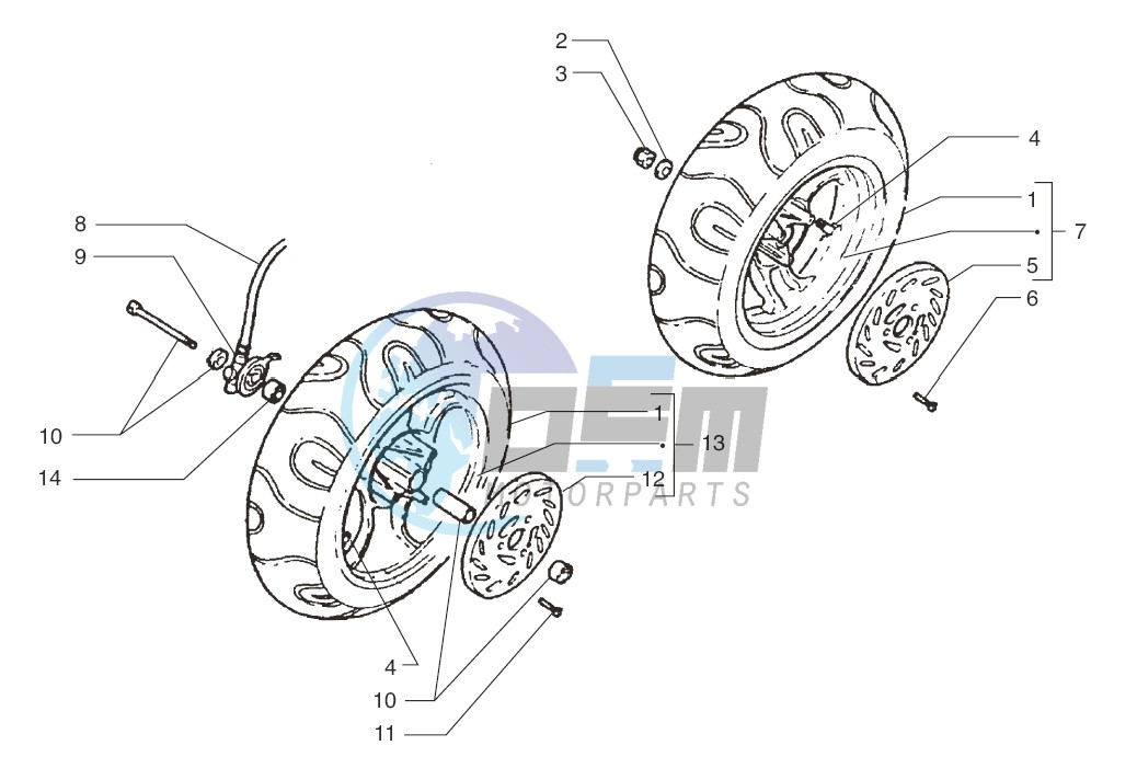 Front wheel-Rear wheel