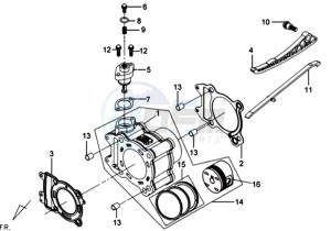 GTS 250 EURO3 drawing CYLINDER MET PISTON / CYLINDER GASKETS TOP AND BOTTOM