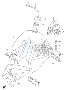 DR350 (E1) drawing FUEL TANK (MODEL V W)