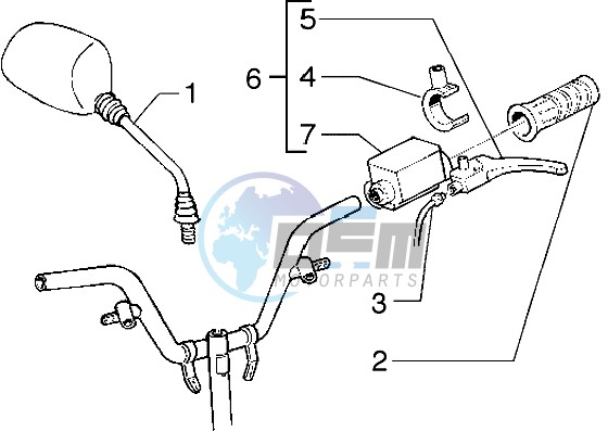 Handlebars component parts (Vehicle with rear hub brake)