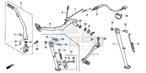 XR400R drawing PEDAL/STAND/KICK STARTER ARM