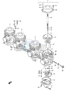 GSX600F (E2) Katana drawing CARBURETOR (GSX600FU2R FU2S E22)