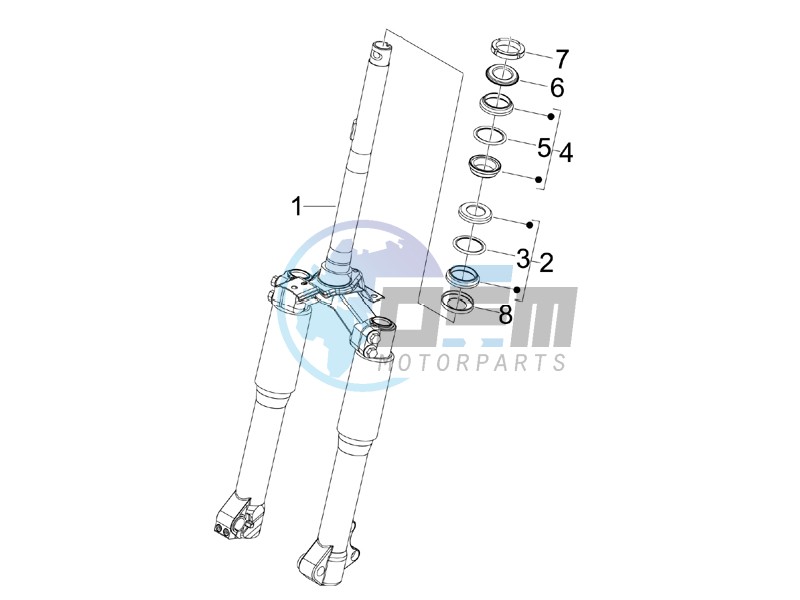 Fork steering tube - Steering bearing unit