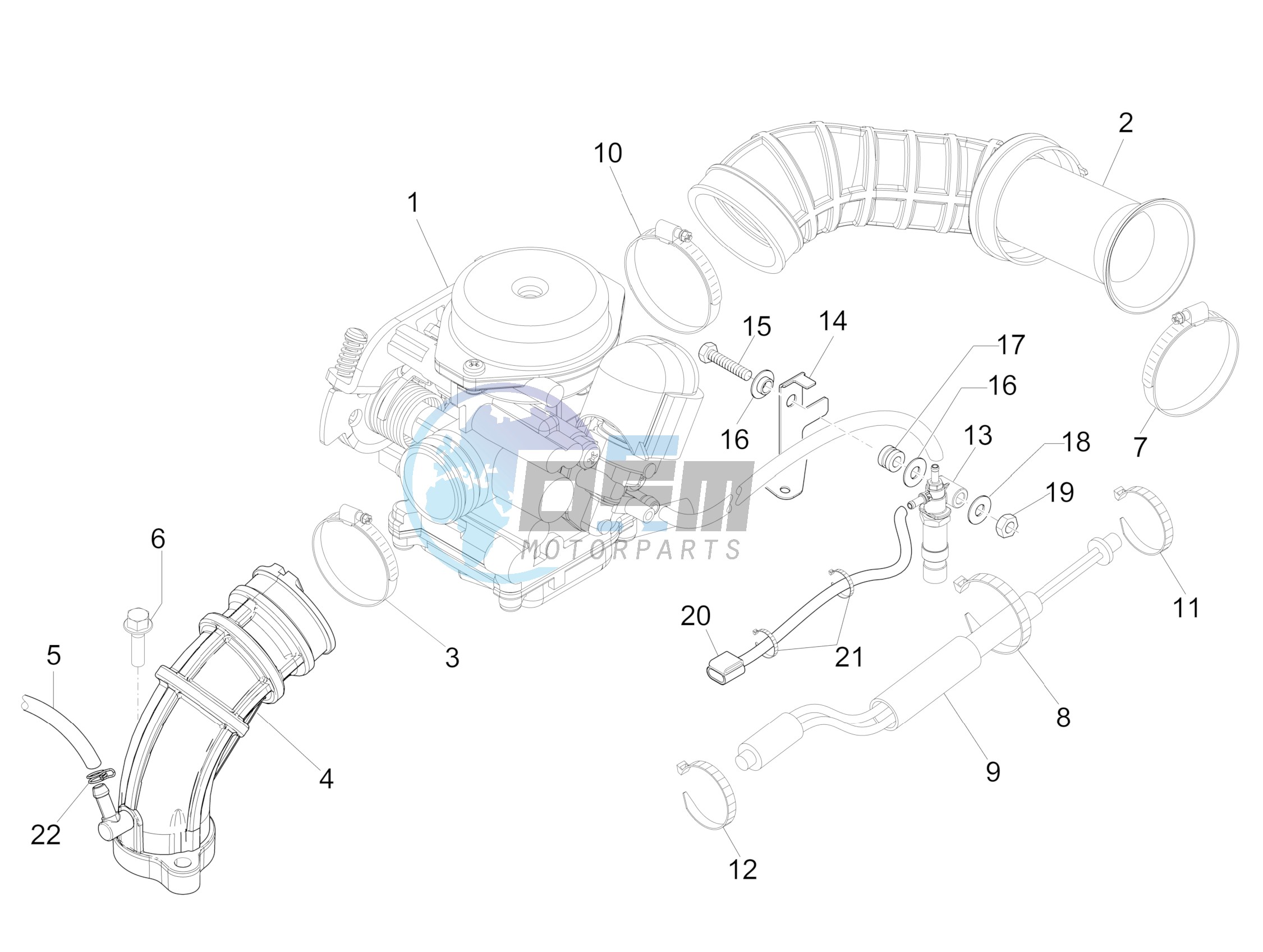 Carburettor, assembly - Union pipe