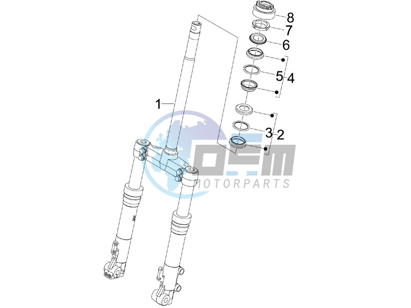 Fork steering tube - Steering bearing unit