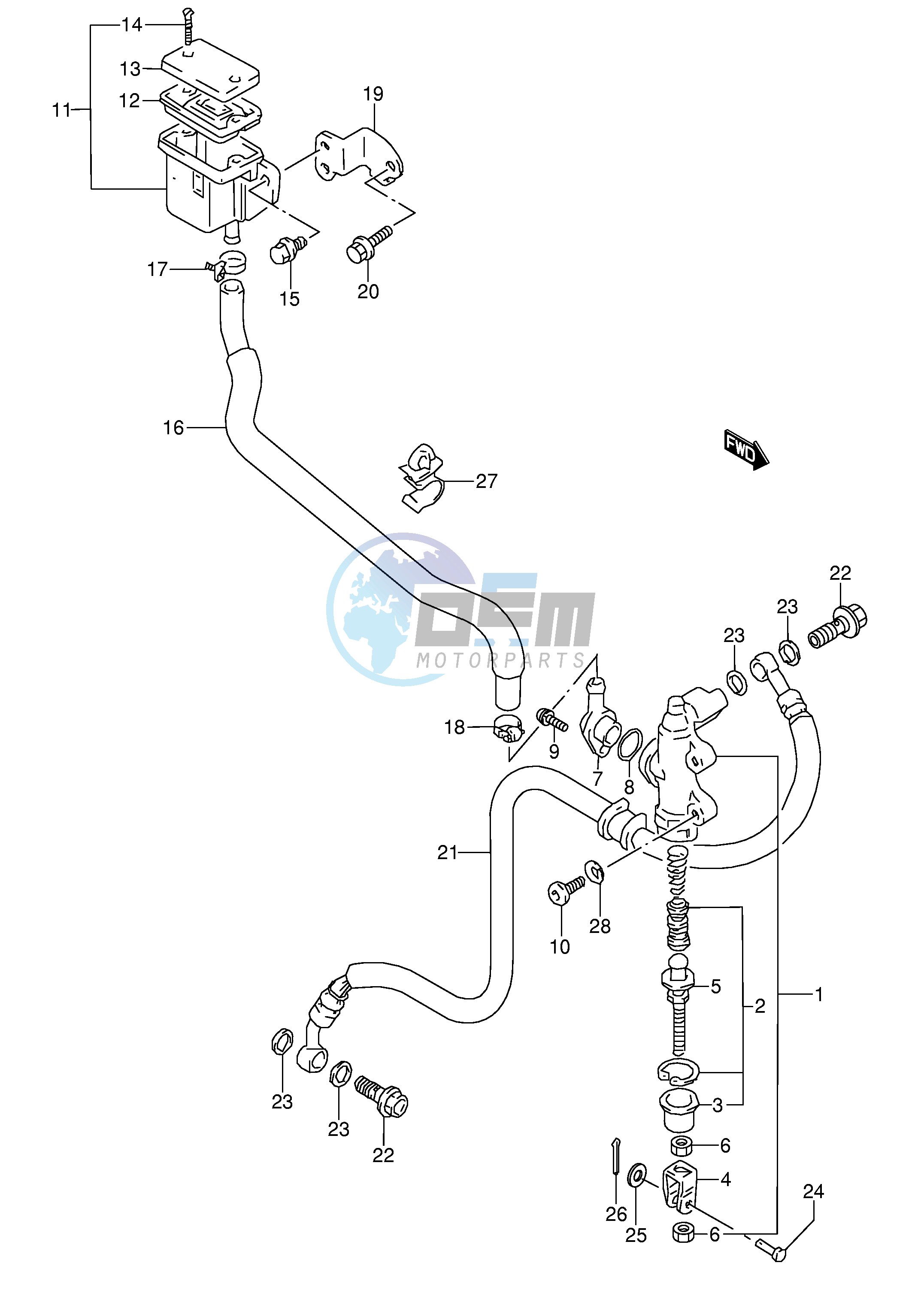 REAR MASTER CYLINDER (MODEL P R)