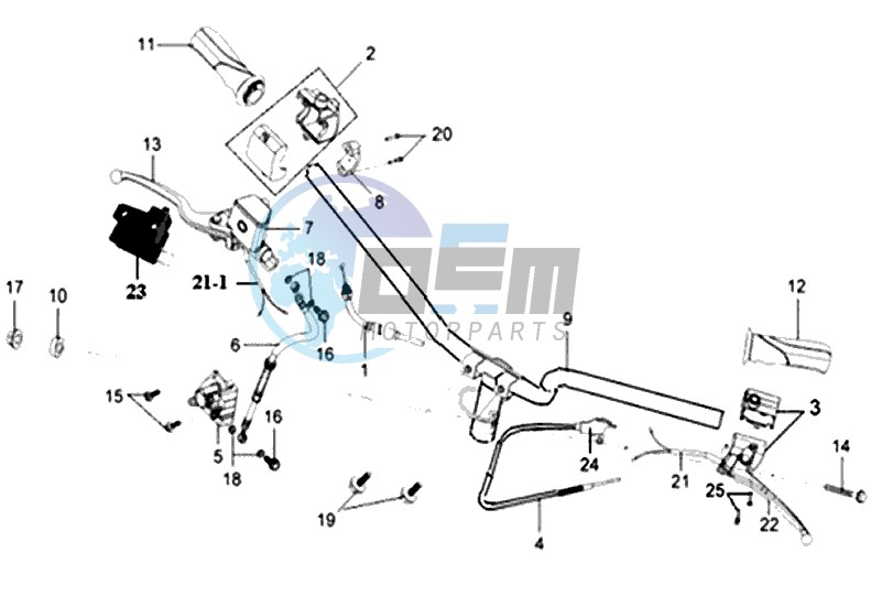 HANDLEBAR / BRAKE LEVERS CPL  L /R