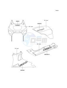 ZX 600E [ZX-6 NINJA ZZR 600] (E10-E13 E13 CAN ONLY) ZZR 600 drawing DECALS-- SILVER- --- E11- --- CN- -