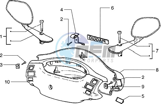 Handlebars and driving mirror cover