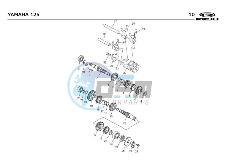 GEARBOX  Yamaha 125 4T EURO2