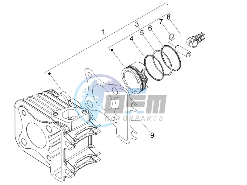 Cylinder-piston-wrist pin unit