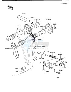 KZ 1100 B [GPZ) (B1-B2) [GPZ) drawing CAMSHAFTS_CHAIN_TENSIONER