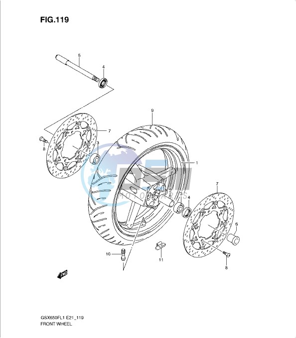 FRONT WHEEL (GSX650FUL1 E21)