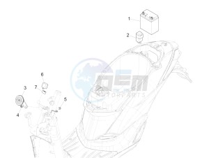 LIBERTY 125 IGET 4T 3V IE E4 ABS (EMEA) drawing Remote control switches - Battery - Horn