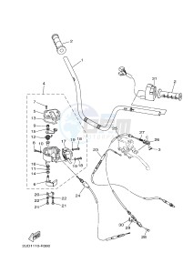 YFM700FWAD YFM70GPLG GRIZZLY 700 EPS LIMITED EDITION (B315) drawing STEERING HANDLE & CABLE