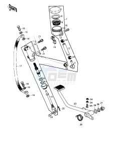 KZ 1000 B [KZ1000 LTD] (B3-B4) [KZ1000 LTD] drawing REAR MASTER CYLINDER_BRAKE PEDAL -- KZ1000-B4- -